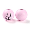 Spray Painted Natural Wood European Beads WOOD-D024-01A-2