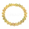 Rack Plating Brass Pave Cubic Zirconia Butterfly Link Bracelets for Women BJEW-B110-05G-2
