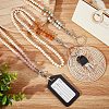3Pcs 3 Style Natural Rose Quartz/Flower Amazonite/Red Aventurine & Wood Beaded Name Card Holder HJEW-SC0001-27-4