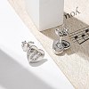 Rack Plating Brass Micro Pave Clear Cubic Zirconia Stud Earrings EJEW-K299-01P-U-3