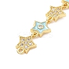 Brass Micro Pave Clear Cubic Zirconia 7 Star Links Connector Charms KK-H539-16G-05-2
