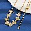 Brass Micro Pave Clear Cubic Zirconia Fruit Bib Necklaces NJEW-F342-01A-G-3