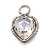 304 Stainless Steel with Rhinestone Pendants STAS-Q346-01P-04-1