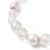 Glass & Shell Pearl Beaded Stretch Bracelets for Women BJEW-JB12693-02-3