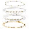 4Pcs 4 Styles Fashion Plastic Imitation Pearl & Natural Freshwater Pearl & Glass Beaded Stretch Bracelets SF7008-1-5