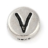 925 Sterling Silver Flat Round with Letter Beads STER-G044-01AS-V-1