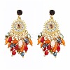 Bohemia Style Alloy Acrylic Tassel Dangle Stud Earrings for Women EJEW-G435-01G-2