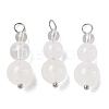 Natural Quartz Crystal Round Beaded Pendants PALLOY-JF02867-08-1