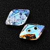 2-Hole Rhombus Glass Rhinestone Buttons BUTT-D001-L-7