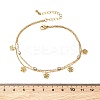 304 Stainless Steel Pave Clear Cubic Zirconia Charm 2-Strand Anklets for Women AJEW-K054-01B-G-3