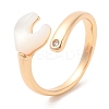 Natural Shell Spanner Open Cuff Ring with Cubic Zirconia RJEW-G288-07G-1