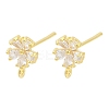 Brass Micro Pave Clear Cubic Zirconia Stud Earring Findings KK-Z099-02G-01-1