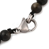 Natural Golden Sheen Obsidian Round Beads Bracelets & Necklaces Sets SJEW-L132-20-3