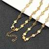 304 Stainless Steel Textured Flower Link Chain Necklaces NJEW-Z084-01G-2