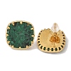 304 Stainless Steel Turquoise Square Stud Earrings for Women EJEW-R010-01G-04-3