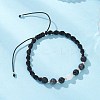 Natural White Moonstone & Lava Rock & Obsidian & Larvikite Round Beads Braided Bead Bracelets for Women BJEW-JB12917-03-2