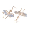 Natural Aquamarine Chips Dangle Earrings EJEW-S214-01D-2