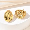 Textured Oval 304 Stainless Steel Stud Earrings for Women EJEW-K333-20G-3