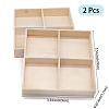2Pcs 4 Grids Square Wooden Display Trays for Jewelry AJEW-DJ0001-94A-2