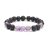7Pcs 7 Style Natural Mixed Gemstone & Lava Rock Round Beaded Stretch Bracelets Set BJEW-JB08914-2