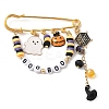 Halloween Themed Alloy Enamel & Glass & Polymer Clay Pendant Brooches JEWB-TA00022-1