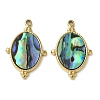 Oval 304 Stainless Steel Natural Paua Shell/White Shell Pendants Ion Plating(IP) STAS-U037-08G-02-1