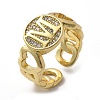 Brass Micro Pave Clear Cubic Zirconia Open Cuff Rings for Women RJEW-K289-02G-M-4