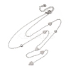 304 Stainless Steel Crystal Rhinestone Heart Lariat Necklaces NJEW-R026-10P-4
