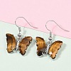 Natural Tiger Eye Brass Dangle Earrings EJEW-M081-01P-03-5