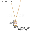 Cartoon Rabbit with Pink Shell & Dangle Balls Pendant Necklaces STAS-OY009-42G-2