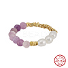 Natural Freshwater Pearl & 925 Sterling Silver Beaded Finger Rings for Women RJEW-G331-02G-1