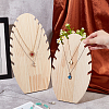 2 Sizes Wooden Oval Leaf Detachable Bracelet Display Stands BDIS-WH0003-22-3