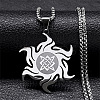 Non-Tarnish 201 Stainless Steel Sun with Knot Pendant Necklaces NJEW-P293-07P-1