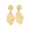 304 Stainless Steel Hammered Textured Leaf Dangle Stud Earrings EJEW-K268-44G-4