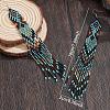 Bohemian Handmade Glass Seed Beads Rhombus Long Tassel Dangle Earrings AP6965-4