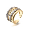 Brass Micro Pave Cubic Zirconia Adjustable Cuff Rings RJEW-V007-04GP-4