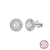 925 Sterling Silver Flat Round Stud Earrings EJEW-D326-02P-2
