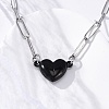 304 Stainless Steel Double-Sided Magnetic Heart Pendant Paperclip Chain Necklaces LS-NJEW-U028-02B-3