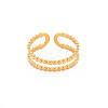 Ion Plating(IP) 304 Stainless Steel Double Line Open Cuff Ring for Women RJEW-S405-227G-1