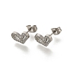 304 Stainless Steel Micro Pave Clear Cubic Zirconia Stud Earrings EJEW-H018-02P-01-2