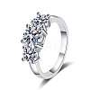 Rhodium Plated 925 Sterling Silver Pave 8.2x4.9mm Moissanite Finger Rings WG3C802-10-5