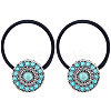 3Pcs Alloy & Resin Imitation Synthetic Turquoise Hair Ties OHAR-CY0001-10B-6