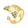 Fishtail Rack Plating Brass Micro Pave Cubic Zirconia Open Cuff Rings for Women RJEW-M022-06G-02-1
