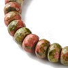 Reiki Natural Unakite & Wenge Wood Beads Stretch Bracelet BJEW-JB06896-05-5