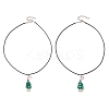 2Pcs 2 Styles Electroplate Glass Beaded Dark Cyan Christmas Tree & Alloy Star Pendant Black Waxed Cotton Cord Necklaces NJEW-MZ00123-2