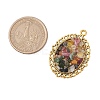 3Pcs 3 Colors Natural Multicolor Tourmaline Chip Pendants PALLOY-JF03037-2