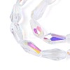AB Color Plated Transparent Glass Teardrop Beads Strands EGLA-T029-08A-3