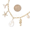 Alloy Enamel Whale Tail Starfish & Natural Shell Teardrop Pendant 304 Stainless Steel Cable Chain Necklaces for Women NJEW-JN05407-01-3