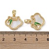 Brass & Shell & Clear Cubic Zirconia Charms KK-G497-18G-3
