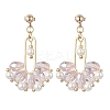Fan Glass Dangle Stud Earrings EJEW-MZ00674-02-3